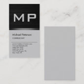 Verticaal houtaffect Grijs Monogram Visitekaartje (Voorkant / Achterkant)