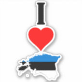 Verticaal I Love Estonian Map and Flag Sticker (Voorkant)
