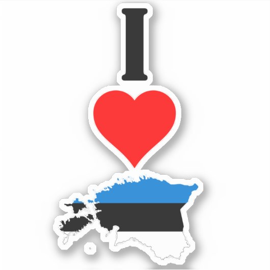Verticaal I Love Estonian Map and Flag Sticker (Voorkant)