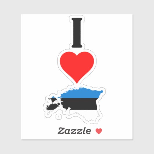 Verticaal I Love Estonian Map and Flag Sticker (Vel)