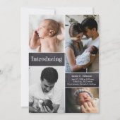 Verticaal introduceren Foto collage baby geboorte Aankondiging (Voorkant)
