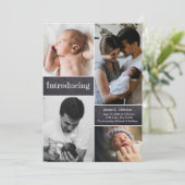 Verticaal introduceren Foto collage baby geboorte Aankondiging (Staand voorkant)