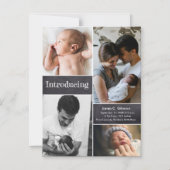 Verticaal Introduceren Fotocollage baby geboorte Magnetische Uitnodiging (Voorkant)