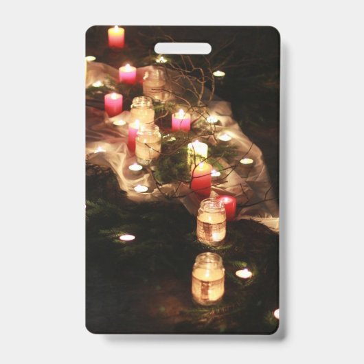 Verticaal Kaarslicht Event Badge – Aanpasbaar (Voorzijde)
