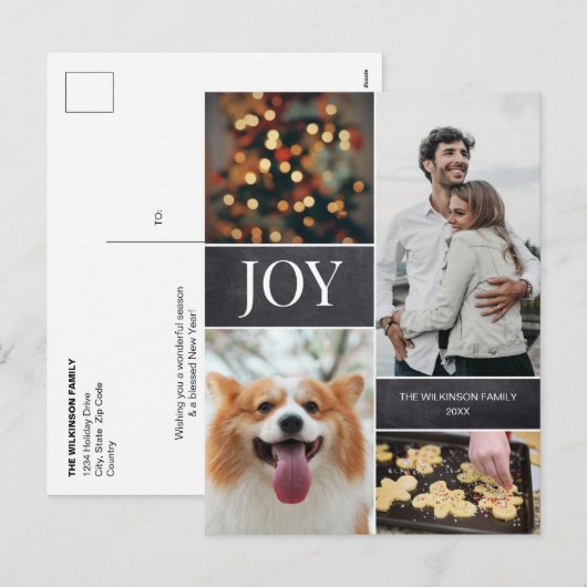 Verticaal kerstfeest 2020 familiefoto Collage Feestdagenkaart (Voorkant / Achterkant)
