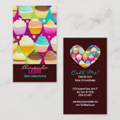 Verticaal kleurbare cupcakes visitekaartje (Voorkant / Achterkant)