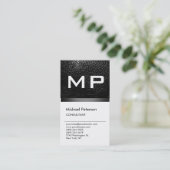 Verticaal lederen-effect Monogram Visitekaartje (Staand voorkant)