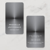 Verticaal Metallic Zilver Grijs Stijlvol Trendy Visitekaartje (Voorkant / Achterkant)