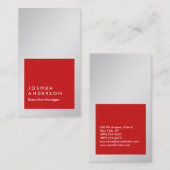 Verticaal metallic zilvergrijze professionele vorm visitekaartje (Voorkant / Achterkant)