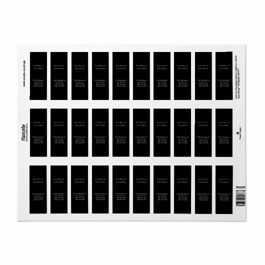 Verticaal minimalistisch zwart professioneel moder etiket (Full Sheet)