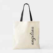 Verticaal modern Cursief Script Name Cadeautje Tote Bag (Achterkant)