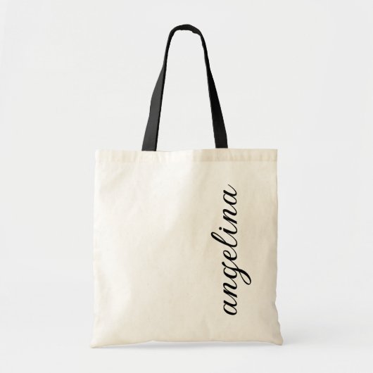 Verticaal modern Cursief Script Name Cadeautje Tote Bag (Voorkant)