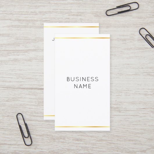 Verticaal Modern Elegant Corporate Gold Stripes Visitekaartje (Voorkant / Achterkant in situ)