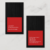 Verticaal modern grijs hout, rood, professioneel visitekaartje (Voorkant / Achterkant)