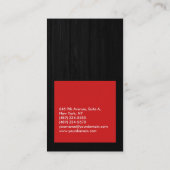 Verticaal modern grijs hout, rood, professioneel visitekaartje (Achterkant)