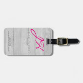 Verticaal modern houten achtergrondmonogram bagagelabel (Voorkant horizontaal)