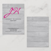 Verticaal modern houten achtergrondmonogram visitekaartje (Voorkant / Achterkant)