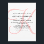 Verticaal Modern Klassiek Monogram in Roze Bruilof Kaart<br><div class="desc">Deze stijlvolle bruiloft uitnodigingen tonen uw monogram in grote,  moderne tekst gekleurd in zacht roze op een witte achtergrond. Een eenvoudige,  elegante look voor uw moderne bruiloft.</div>