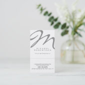 Verticaal modern Monogram White Trend Visitekaartj Visitekaartje (Staand voorkant)
