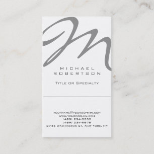 Verticaal modern Monogram White Trend Visitekaartj Visitekaartje