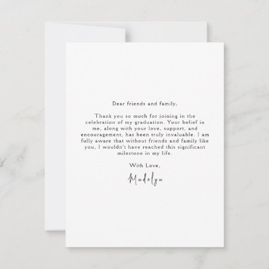 Verticaal Modern Photo Afstuderen Bedankkaart (Achterkant)