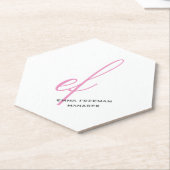 Verticaal modern roze grijs monogram kartonnen onderzetters (Schuin)