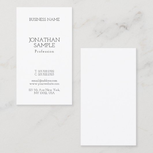 Verticaal Modern Slank Elegant Professioneel Trend Visitekaartje (Voorkant / Achterkant)