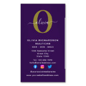 Verticaal monogram Script Name Paars White Gold Magnetisch Visitekaartje (Voorkant Verticaal)