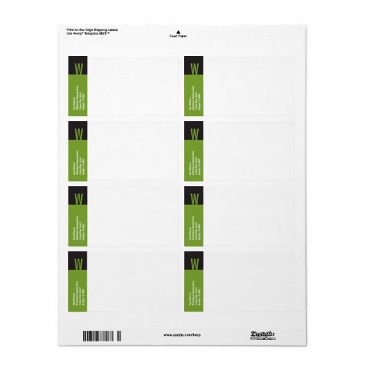 Verticaal Monogram verzendlabel (Full Sheet)