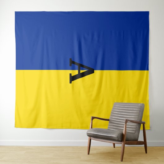 Verticaal Oekraïne Vlag blauw en geel monogram Wandkleed (In Situ (horizontaal))