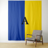 Verticaal Oekraïne Vlag blauw en geel monogram Wandkleed (In situ)