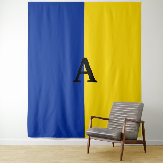 Verticaal Oekraïne Vlag blauw en geel monogram Wandkleed (In situ)