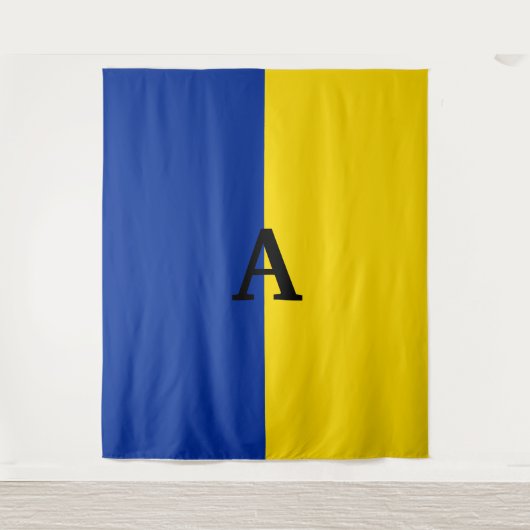 Verticaal Oekraïne Vlag blauw en geel monogram Wandkleed (Voorkant)