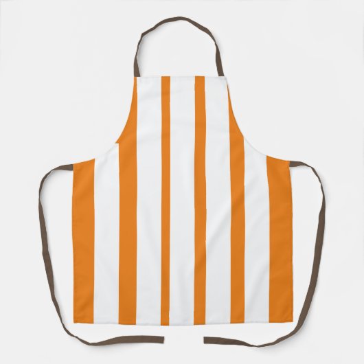 Verticaal Oranje en witte strepen Schort (Voorkant)