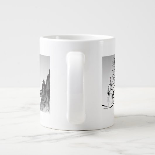 Verticaal Oriental Scroll Grote Koffiekop (Achterkant)