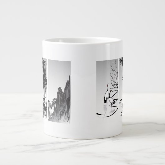 Verticaal Oriental Scroll Grote Koffiekop (Voorkant)
