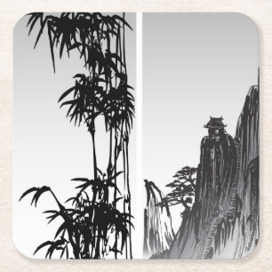 Verticaal Oriental Scroll Kartonnen Onderzetters