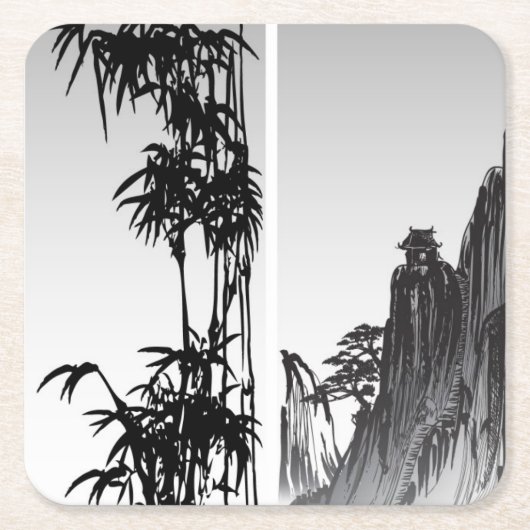 Verticaal Oriental Scroll Kartonnen Onderzetters (Voorkant)