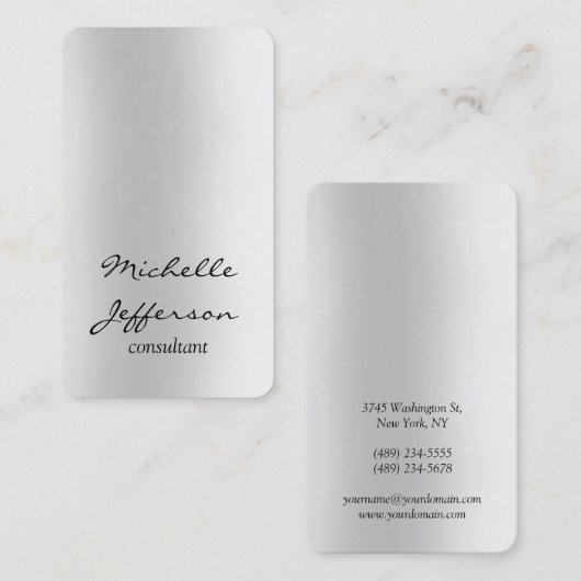 Verticaal Plain Grey Uniek Persoonlijk Visitekaartje (Voorkant / Achterkant)