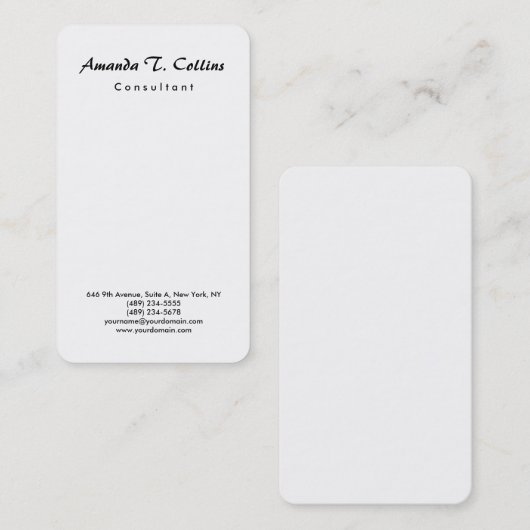 Verticaal platte penseelscript minimalistisch mode visitekaartje (Voorkant / Achterkant)