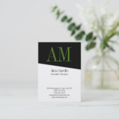 Verticaal professioneel zwart-wit monogram visitekaartje (Staand voorkant)