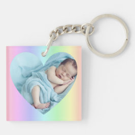 Verticaal regenbooghart, twee foto-Sleutelhanger Sleutelhanger