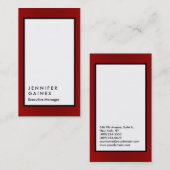 Verticaal rode rand wit zwart effen manager visitekaartje (Voorkant / Achterkant)
