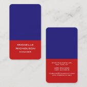 Verticaal rood blauw, uniek ontwerp visitekaartje (Voorkant / Achterkant)