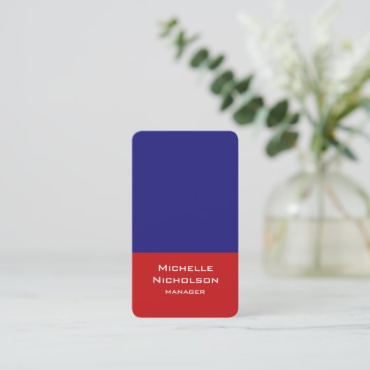 Verticaal rood blauw, uniek ontwerp visitekaartje (Staand voorkant)