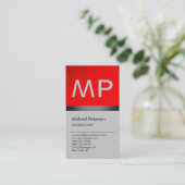 Verticaal Rood Gray Monogram Visitekaartje (Staand voorkant)