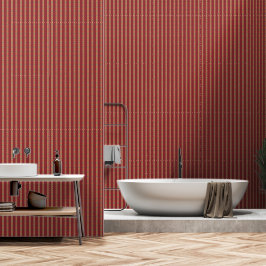 Verticaal rood & kleurrijk strepenpatroon behang