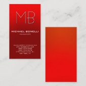 Verticaal rood oranje monogram visitekaartje (Voorkant / Achterkant)