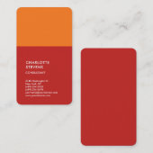 Verticaal Rood Sinaasappel Minimalistisch Elegant  Visitekaartje (Voorkant / Achterkant)