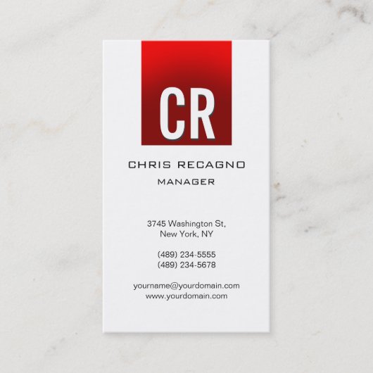 Verticaal rood strepe witte achtergrond Visitekaar Visitekaartje (Voorkant)